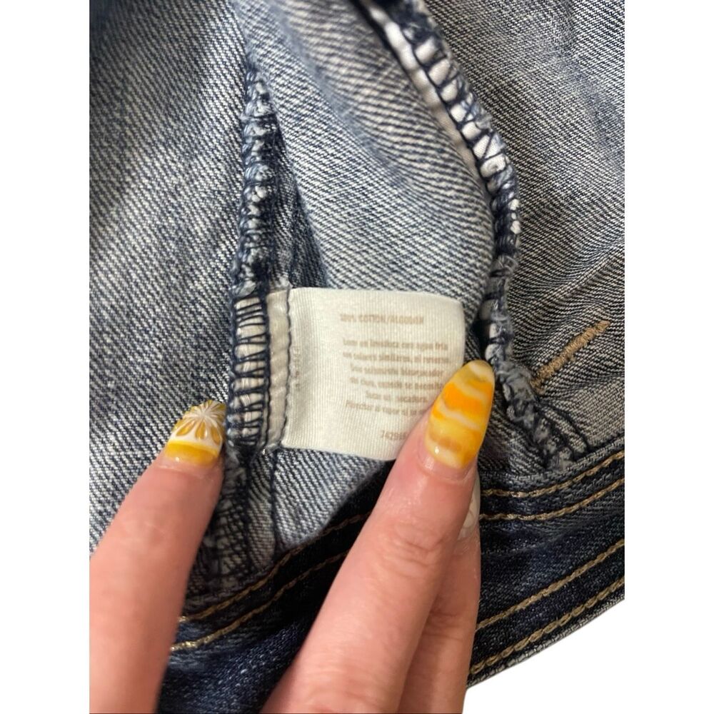 Y2K Decree Cropped Distressed Denim Jacket – Size M - Picture 4 of 6